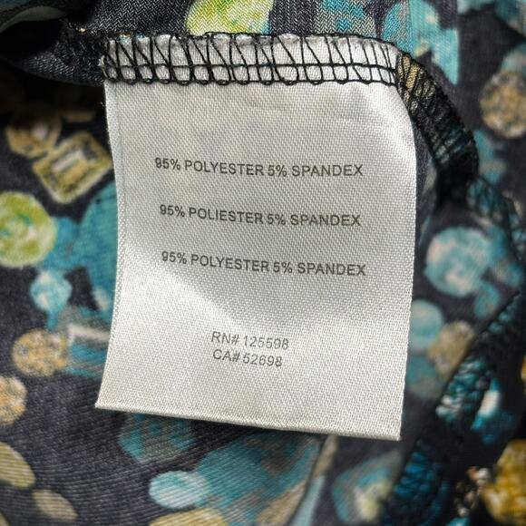 Ellen Tracy Maximalist Gem Jewel Button Blouse Small Casual Luxe Gold Aqua Bold - Picture 4 of 6